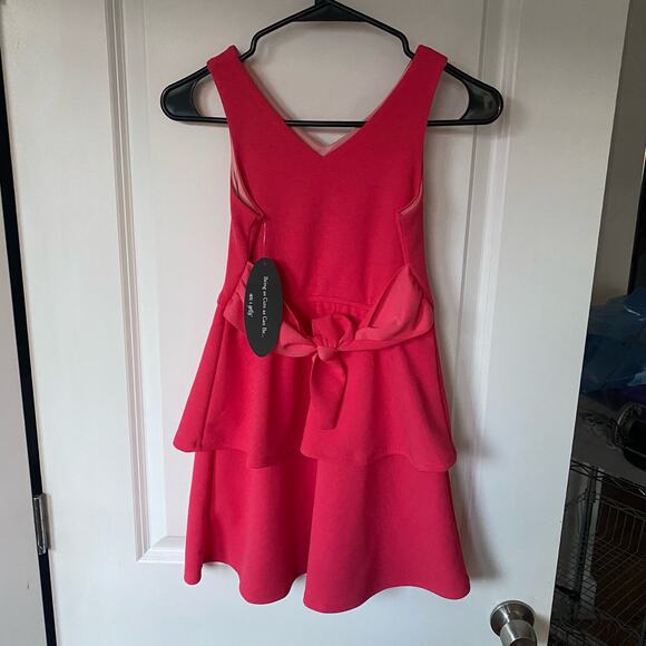 Ava & Yelly Hot Pink Tie Peplum Dress Girls size 10 NWT's Ruffle $52